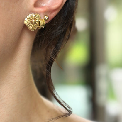 Estate 14KT Yellow Gold Leaf Earring Jackets
