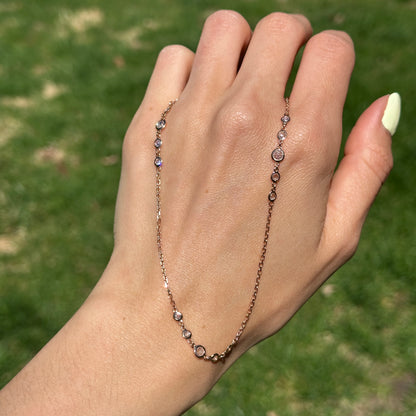 14KT Rose Gold Rose-Cut Diamond Bezel Station Necklace - LSJ