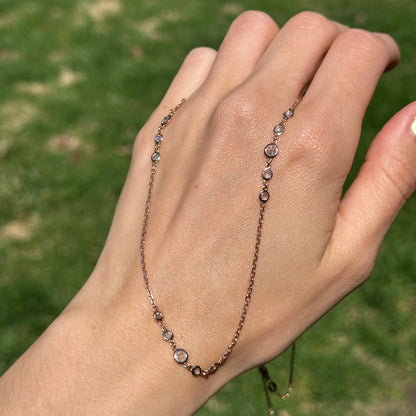 14KT Rose Gold Rose-Cut Diamond Bezel Station Necklace - LSJ