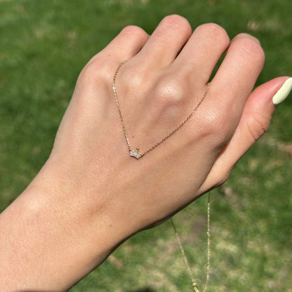 14KT Yellow Gold Pave Diamond Mini Crown Necklace - LSJ