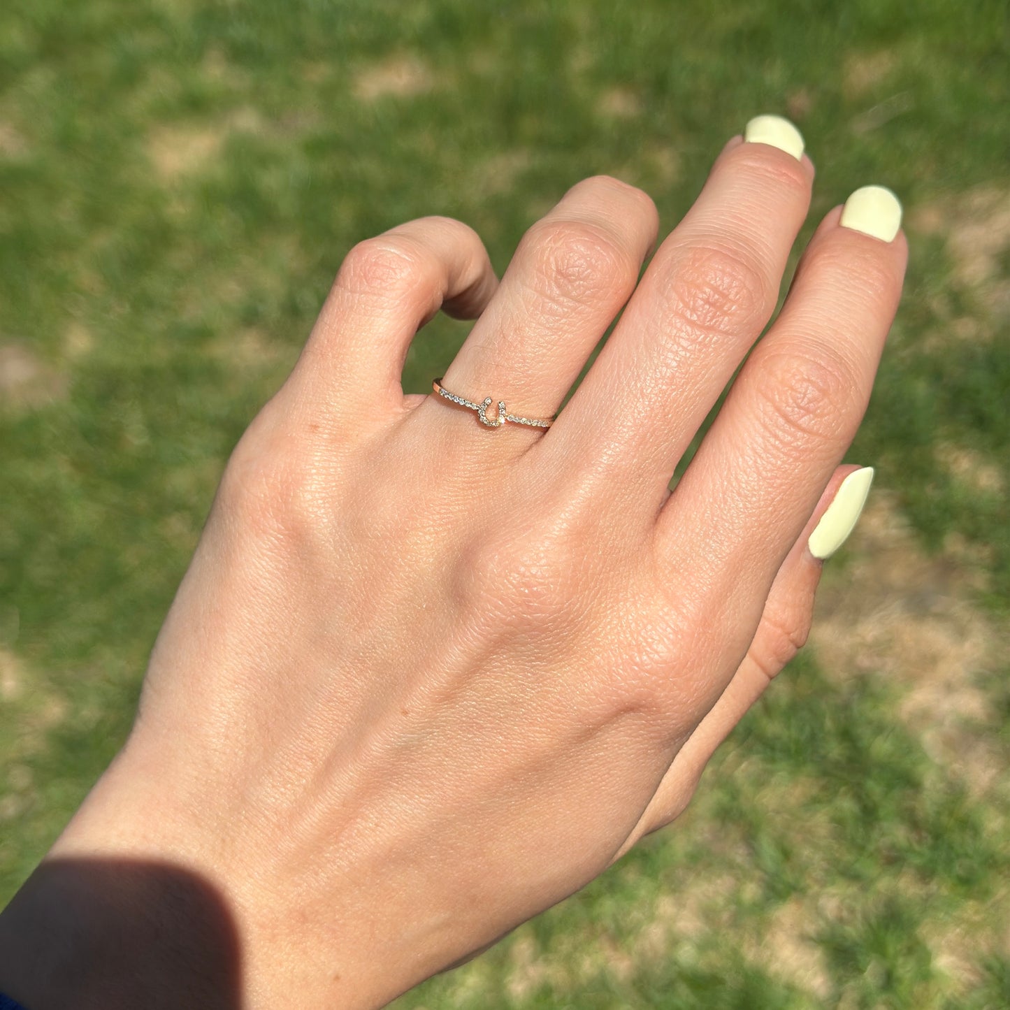 14KT Yellow Gold Mini Diamond Horseshoe Ring - LSJ