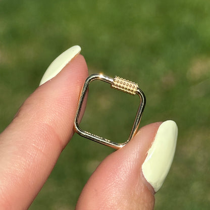 14KT Yellow Gold Square Screw-In Carabiner Pendant Hanger