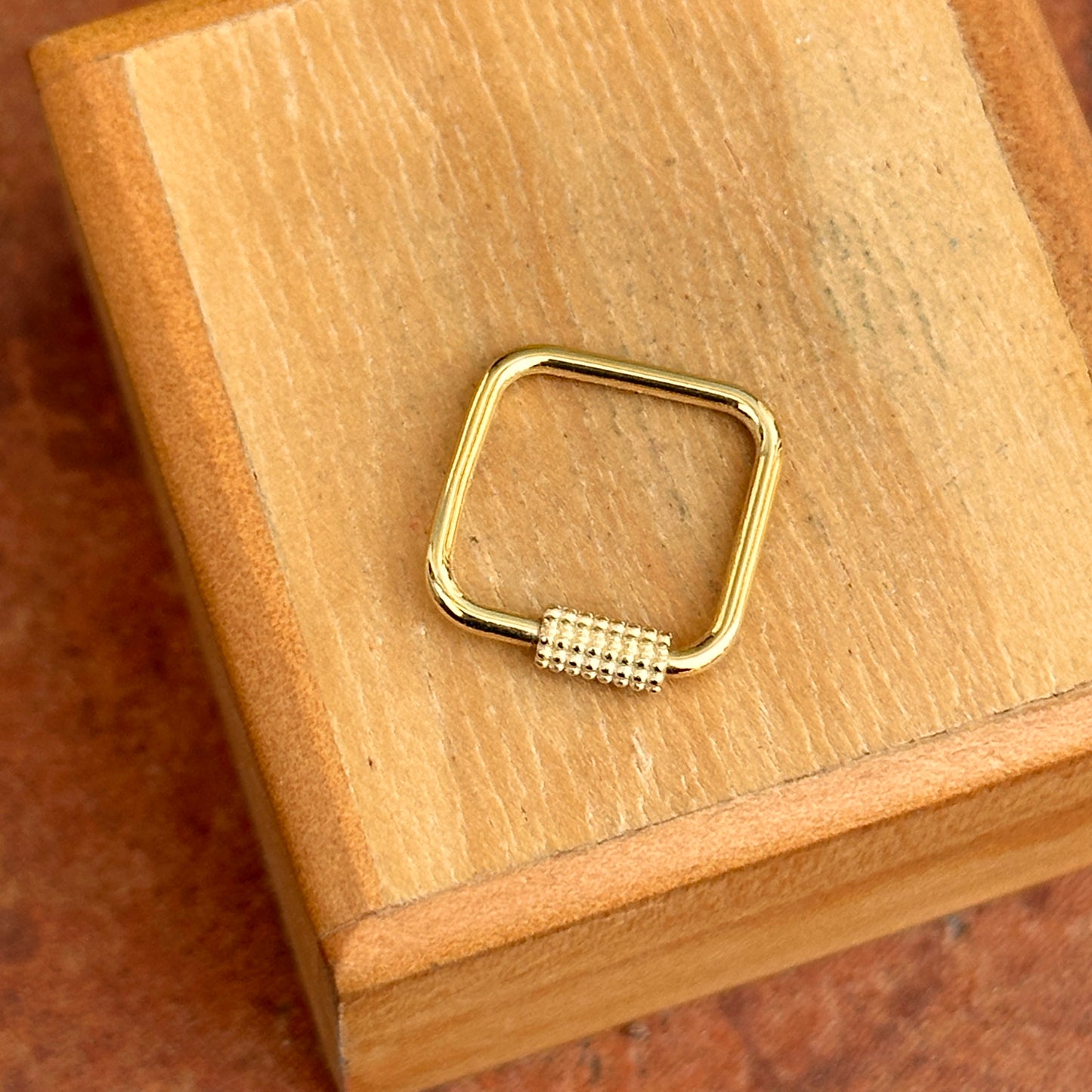 14KT Yellow Gold Square Screw-In Carabiner Pendant Hanger