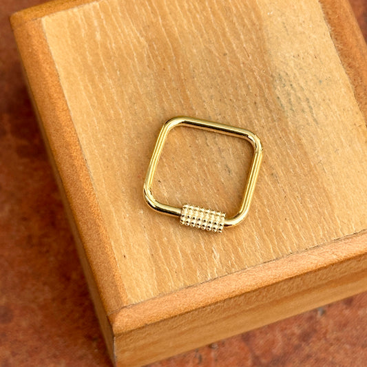 14KT Yellow Gold Square Screw-In Carabiner Pendant Hanger - LSJ