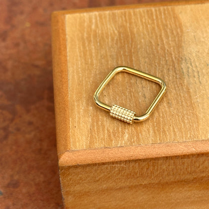 14KT Yellow Gold Square Screw-In Carabiner Pendant Hanger