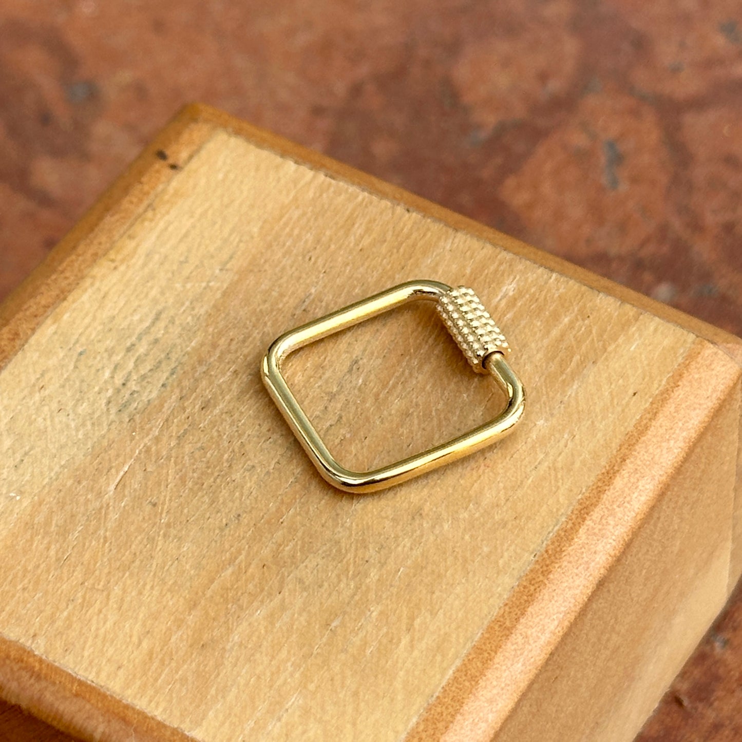 14KT Yellow Gold Square Screw-In Carabiner Pendant Hanger