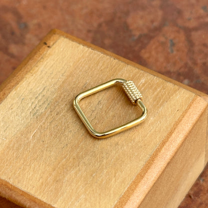 14KT Yellow Gold Square Screw-In Carabiner Pendant Hanger