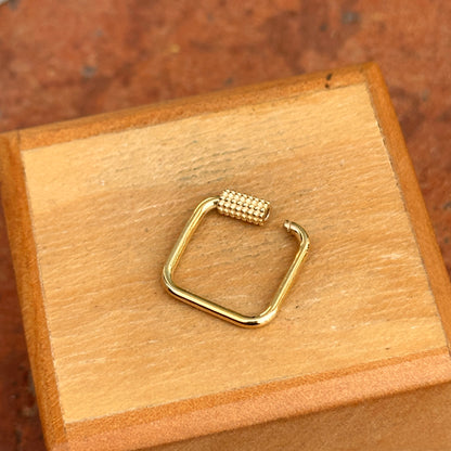 14KT Yellow Gold Square Screw-In Carabiner Pendant Hanger