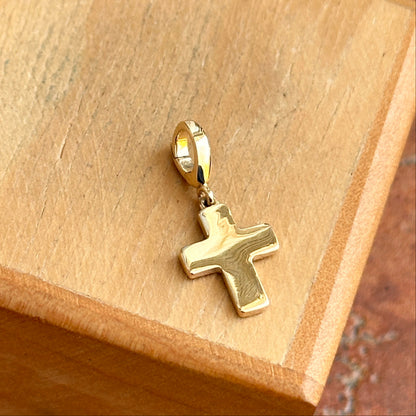 14KT Yellow Gold Solid Cross Pendant Charm Clip - LSJ