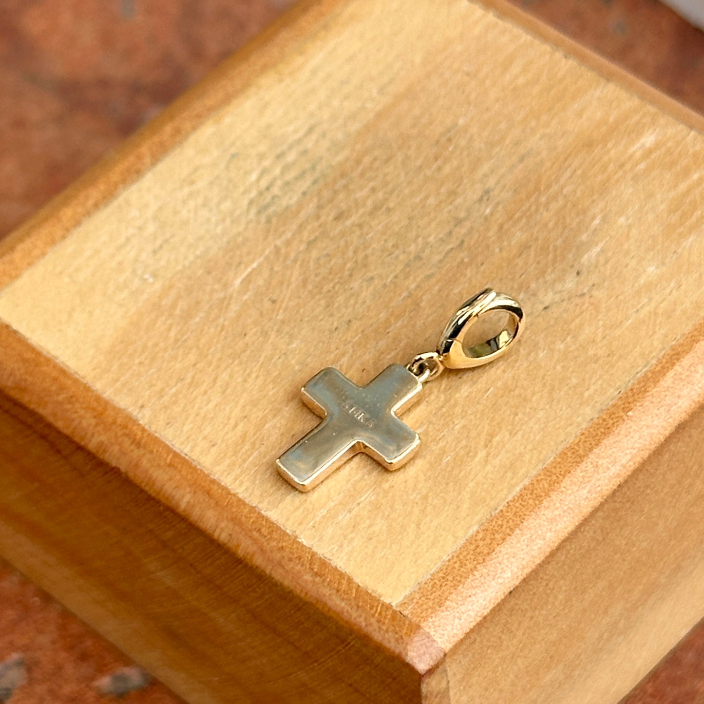 14KT Yellow Gold Solid Cross Pendant Charm Clip - LSJ