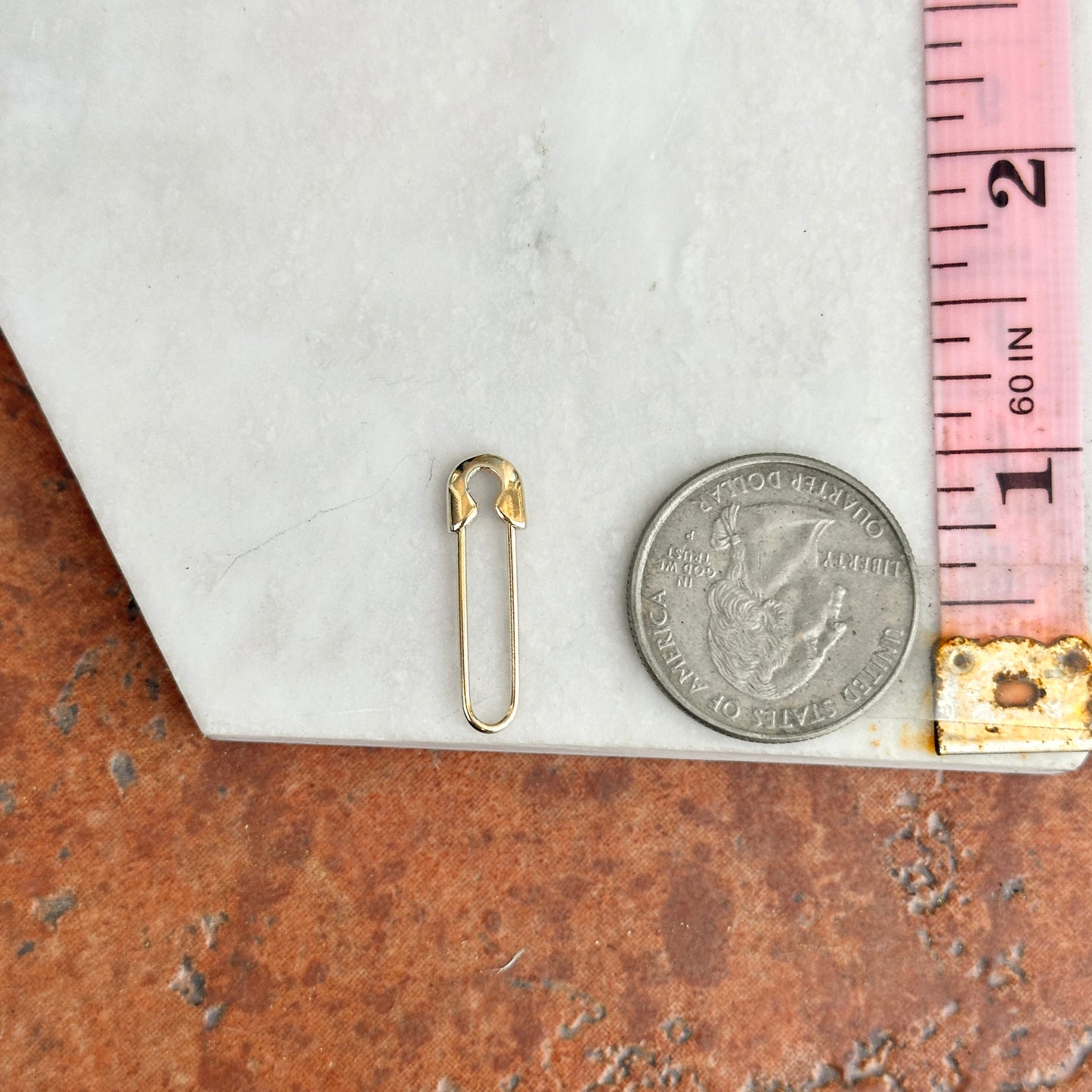 14KT Yellow Gold Safety Pin Charm Holder / Pendant 24.5mm