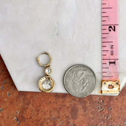 14KT Yellow Gold Lab Diamond Huggie Hoop Earrings with Charms - LSJ