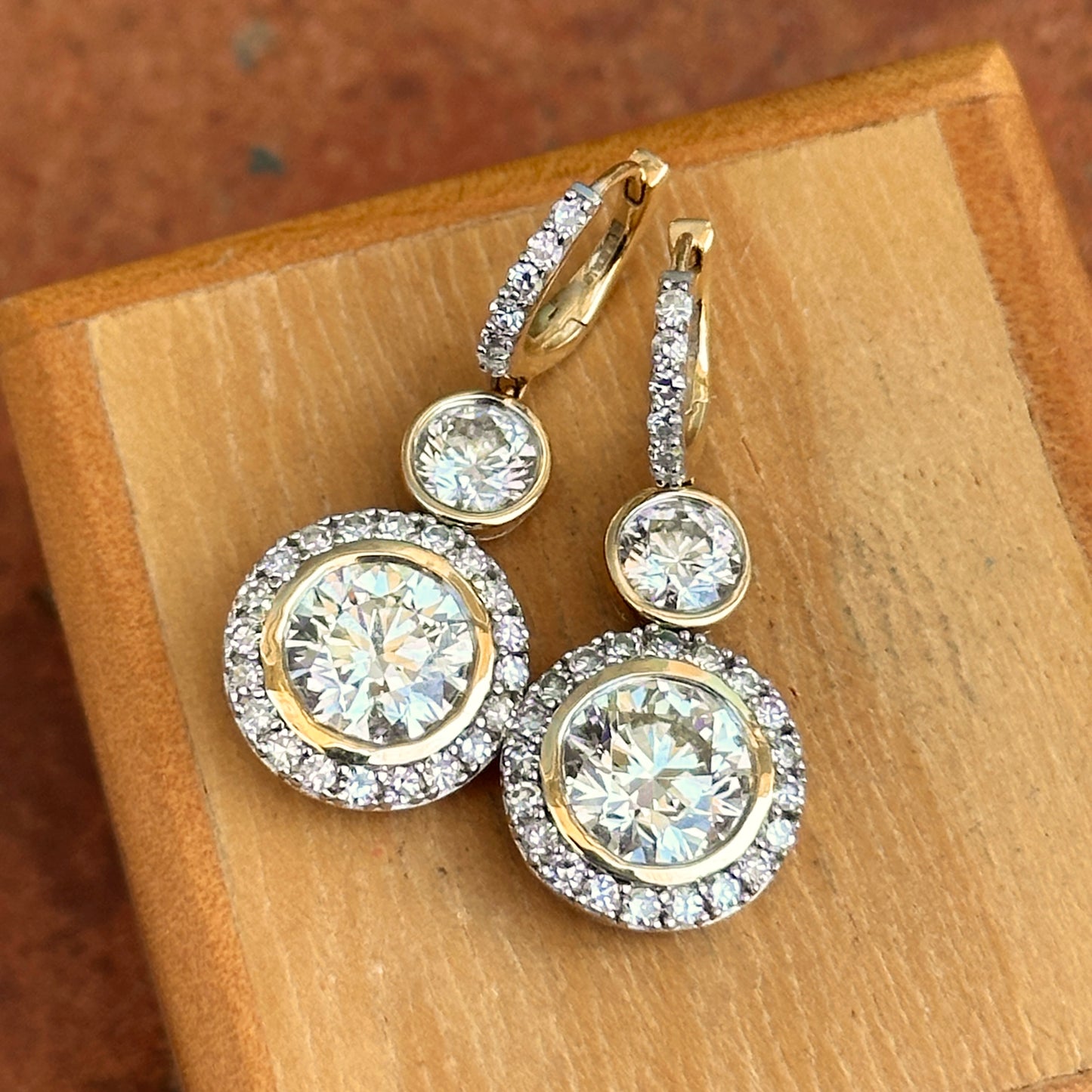 14KT Yellow Gold Lab Diamond Huggie Hoop Earrings with Charms - LSJ