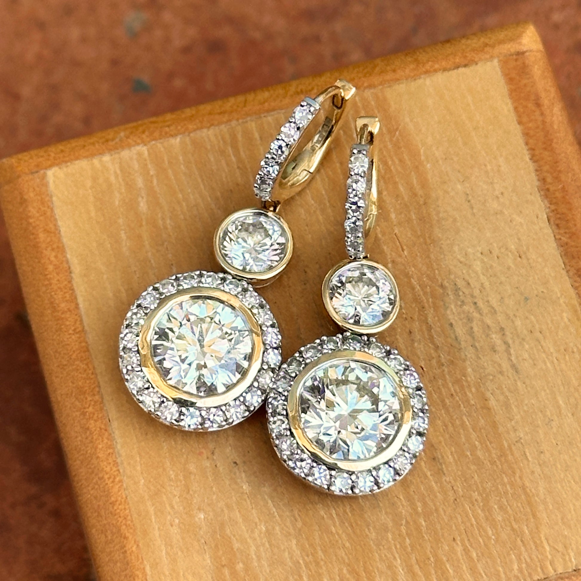 14KT Yellow Gold Lab Diamond Huggie Hoop Earrings with Charms - LSJ