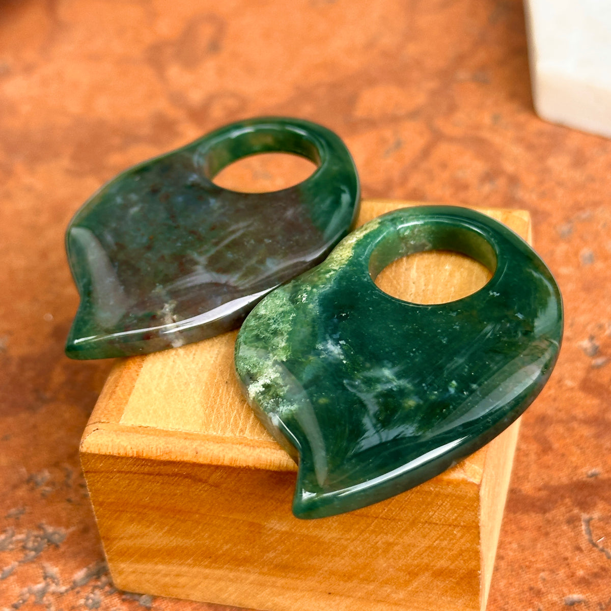Estate Moss Agate Green Large Earring Charms