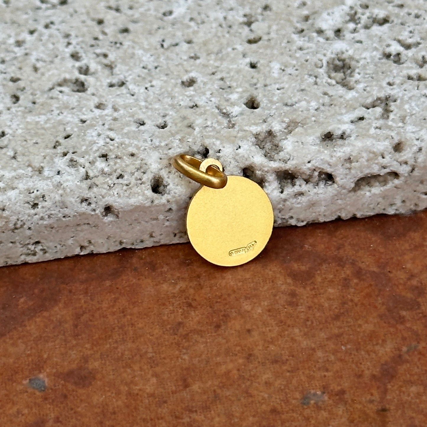 14KT Yellow Gold St Anthony Matte Medal Pendant 10mm