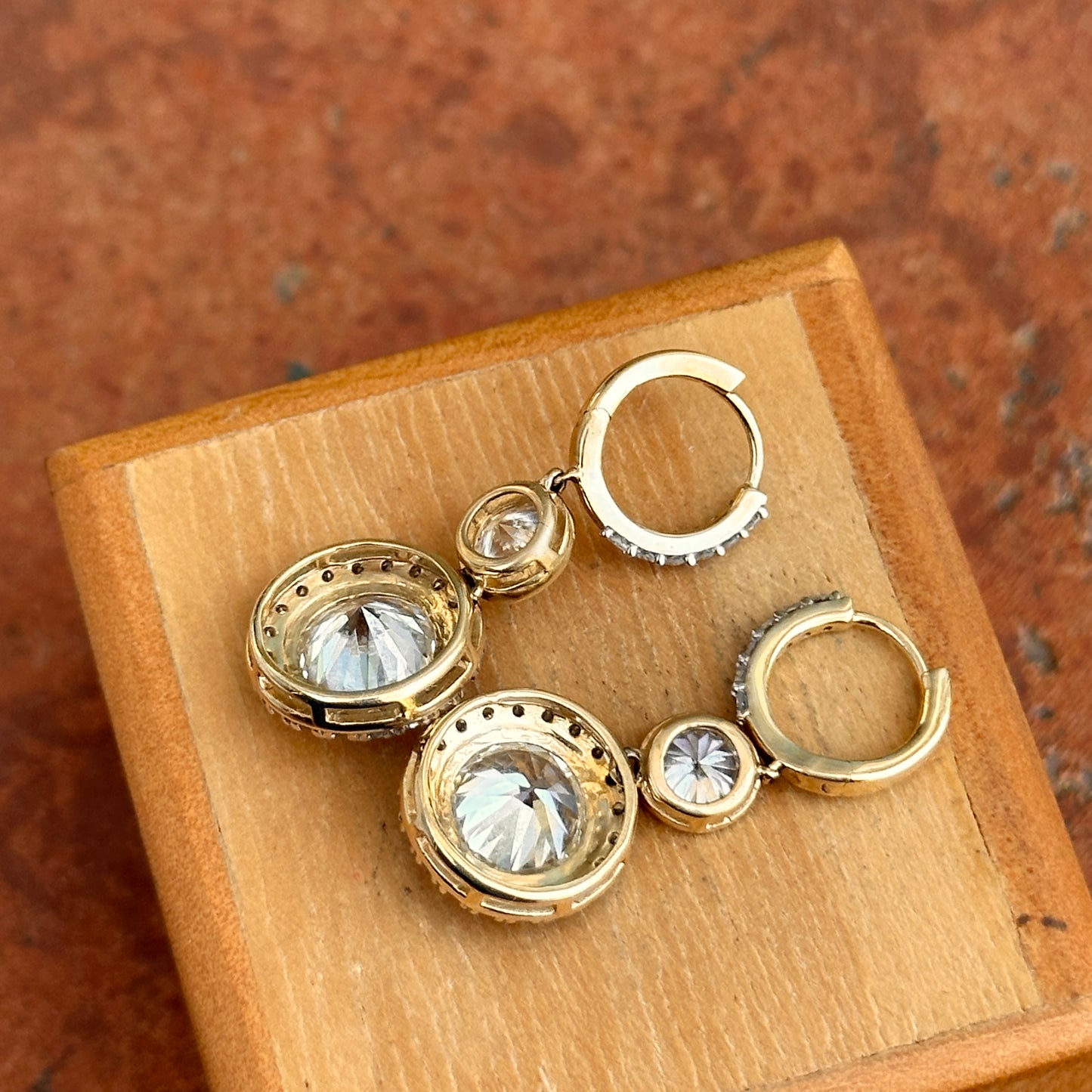14KT Yellow Gold Lab Diamond Huggie Hoop Earrings with Charms - LSJ