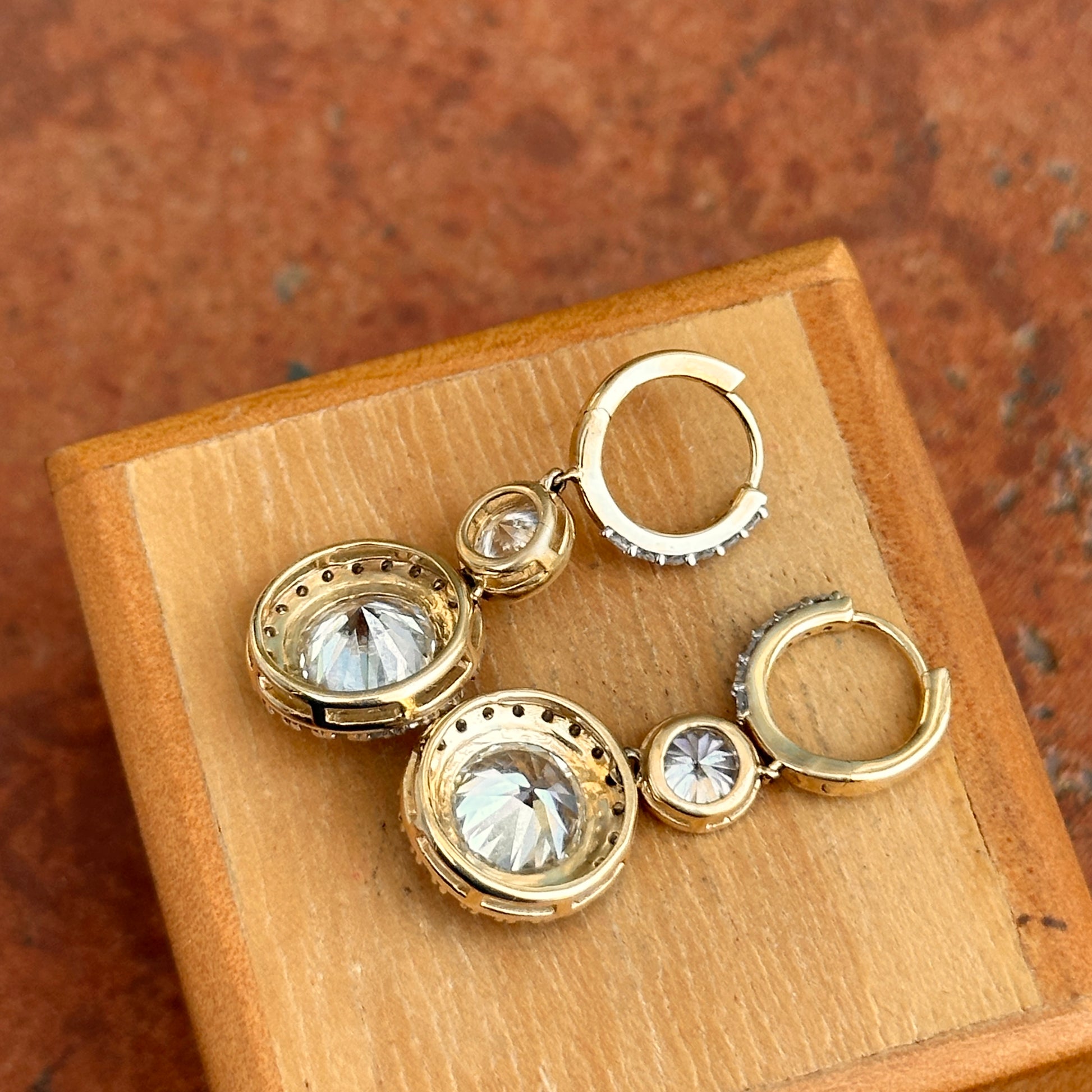 14KT Yellow Gold Lab Diamond Huggie Hoop Earrings with Charms - LSJ