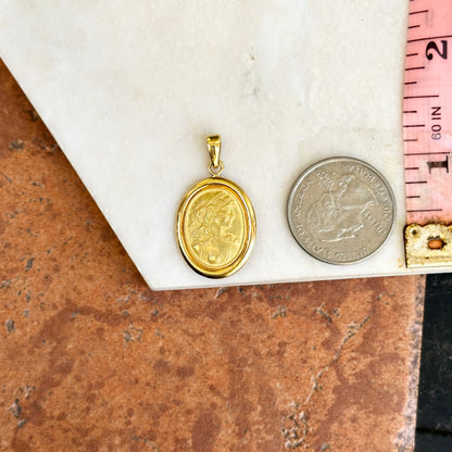 Estate 18KT Yellow Gold Oval Inlay Italian Cameo Pendant Intaglio