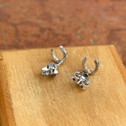 18KT White Gold Mini Diamond Horseshoe Stud Earrings