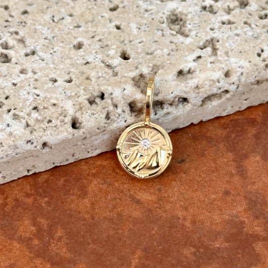 14KT Yellow Gold Diamond Earth Element Round Pendant Charm