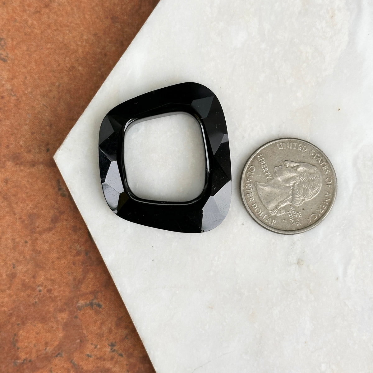 Estate Faceted Black Onyx Square Pendant
