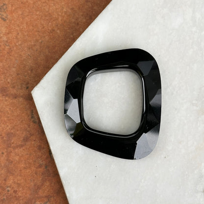 Estate Faceted Black Onyx Square Pendant