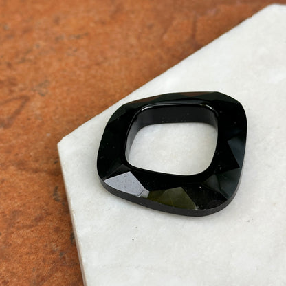 Estate Faceted Black Onyx Square Pendant