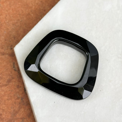 Estate Faceted Black Onyx Square Pendant