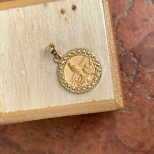 Load image into Gallery viewer, 14KT Yellow God St Anthony Round Bubbled Edge Pendant Charm
