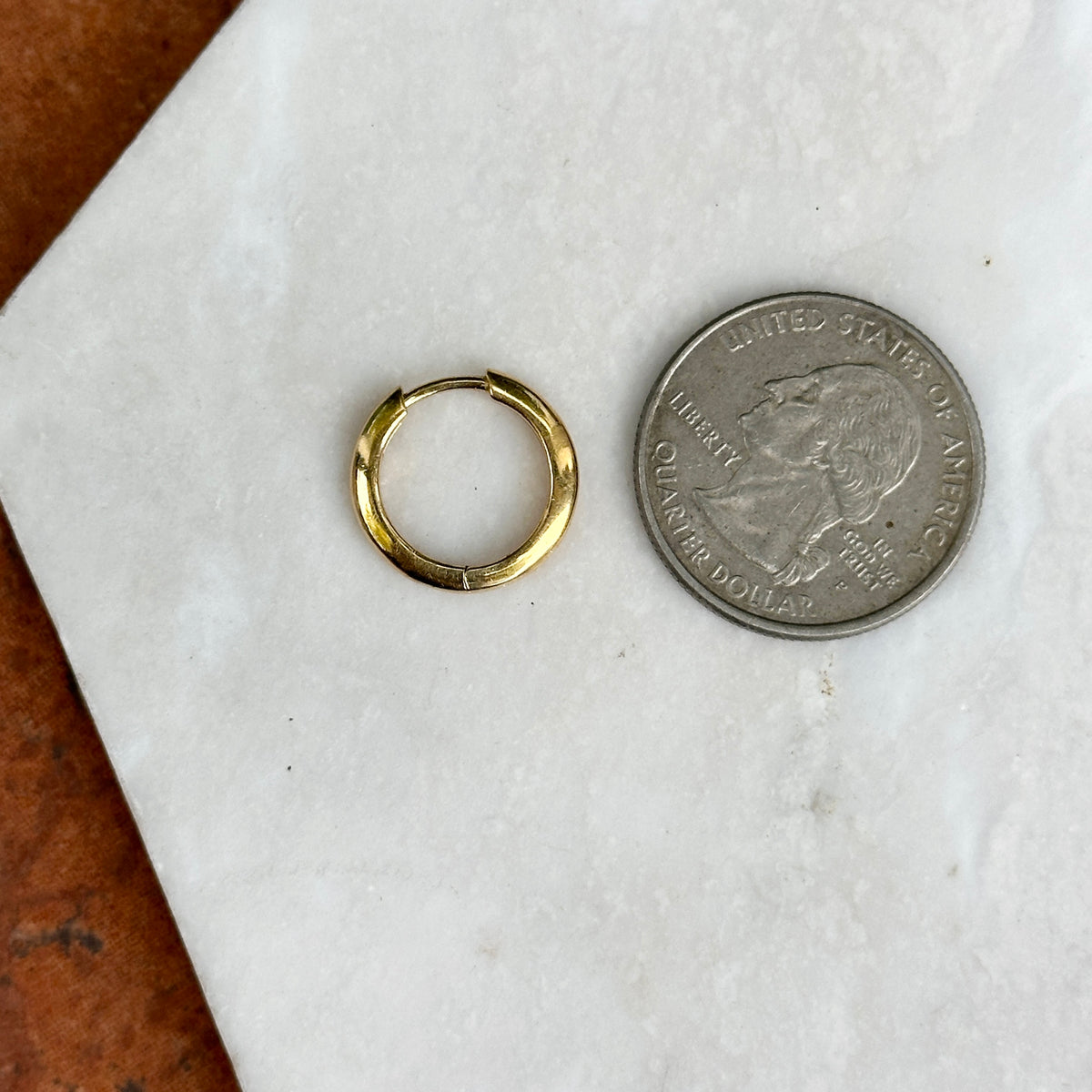 Gold-Plated Sterling Silver Round Huggie Hoop Earrings 15mm