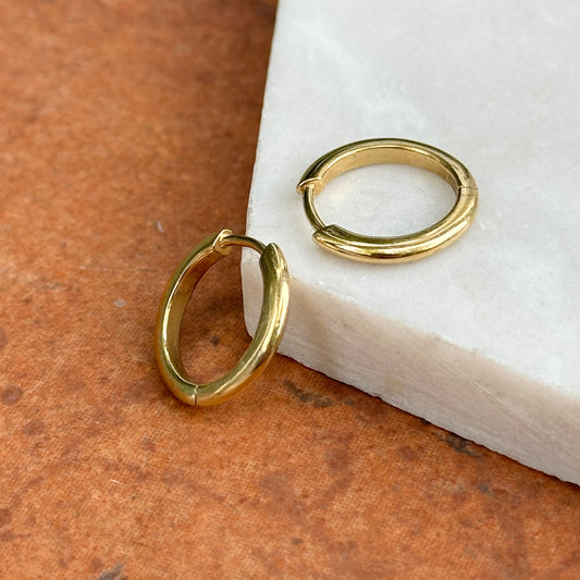 Gold-Plated Sterling Silver Round Huggie Hoop Earrings 15mm