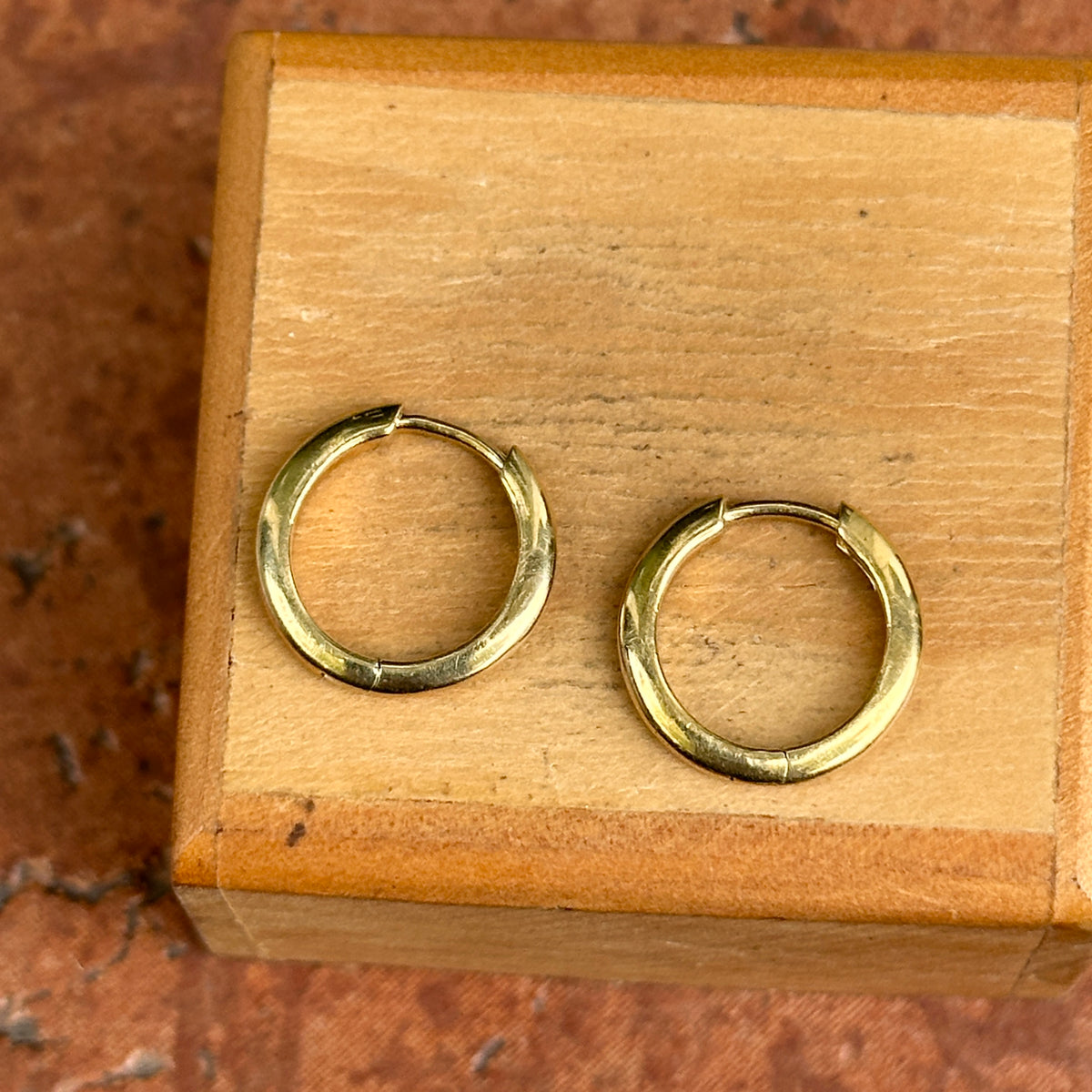 Gold-Plated Sterling Silver Round Huggie Hoop Earrings 15mm