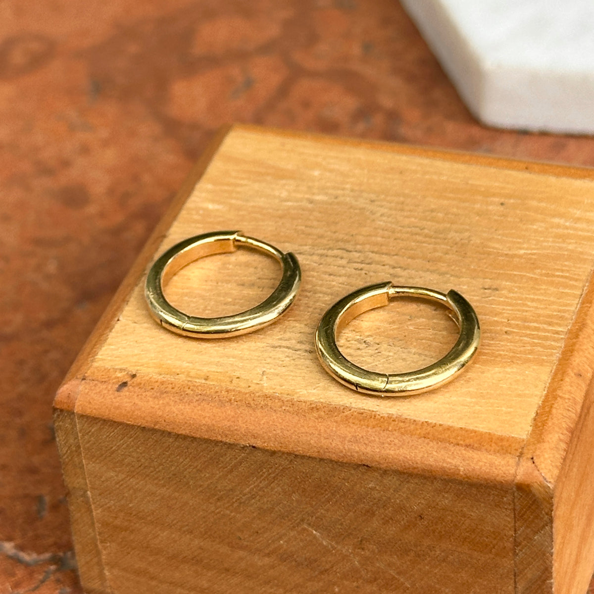 Gold-Plated Sterling Silver Round Huggie Hoop Earrings 15mm