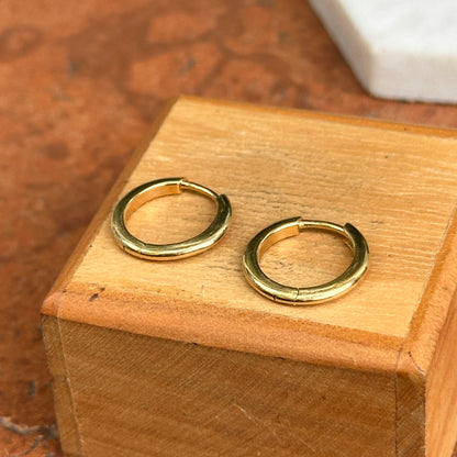 Gold-Plated Sterling Silver Round Huggie Hoop Earrings 15mm