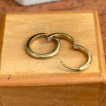 Gold-Plated Sterling Silver Round Huggie Hoop Earrings 15mm