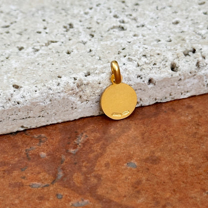 14KT Yellow Gold St Thomas Round Matte Medal Pendant Charm 8mm