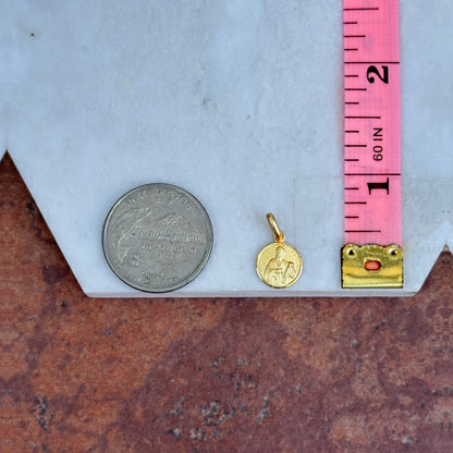 14KT Yellow Gold St Paul Matte Round Medal Pendant 10mm