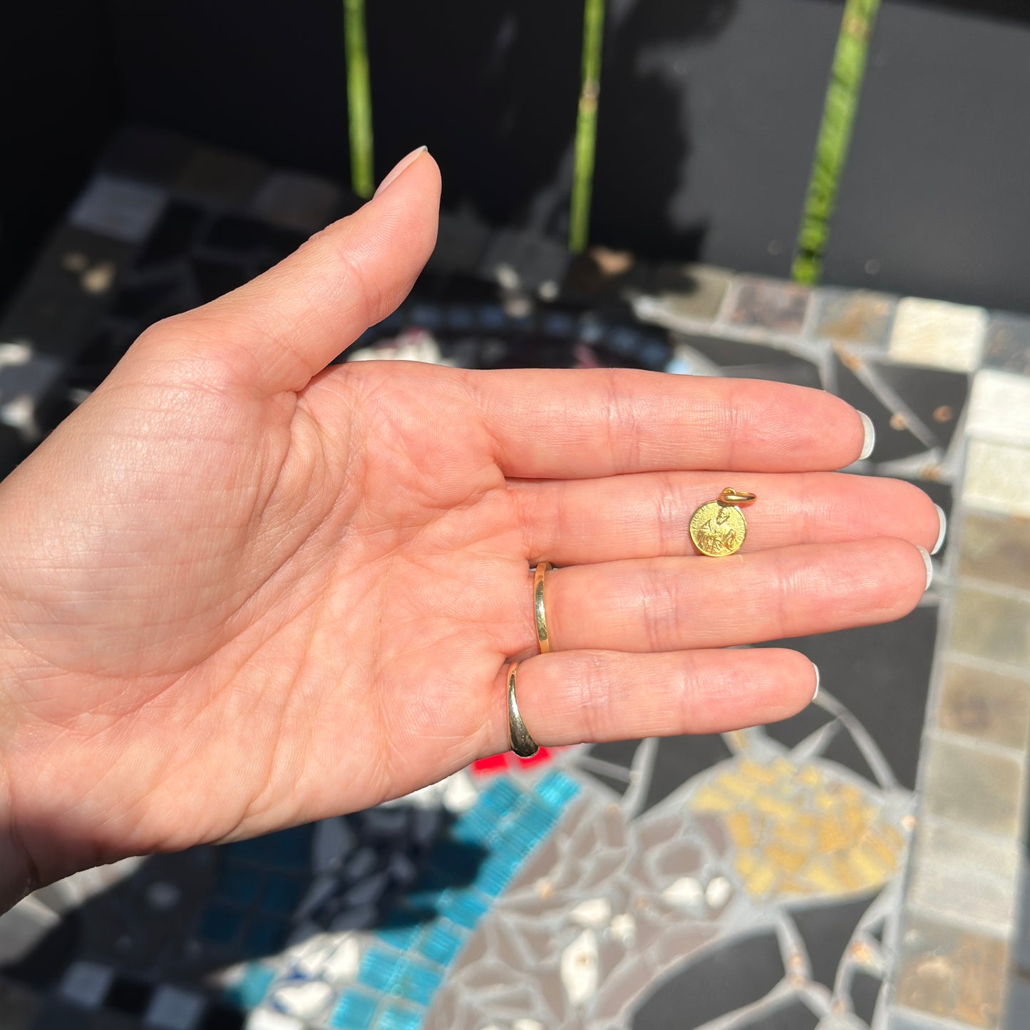 14KT Yellow Gold St Paul Matte Round Medal Pendant 10mm