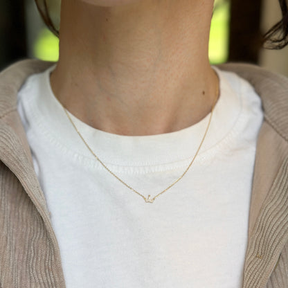 14KT Yellow Gold Pave Diamond Mini Crown Necklace - LSJ