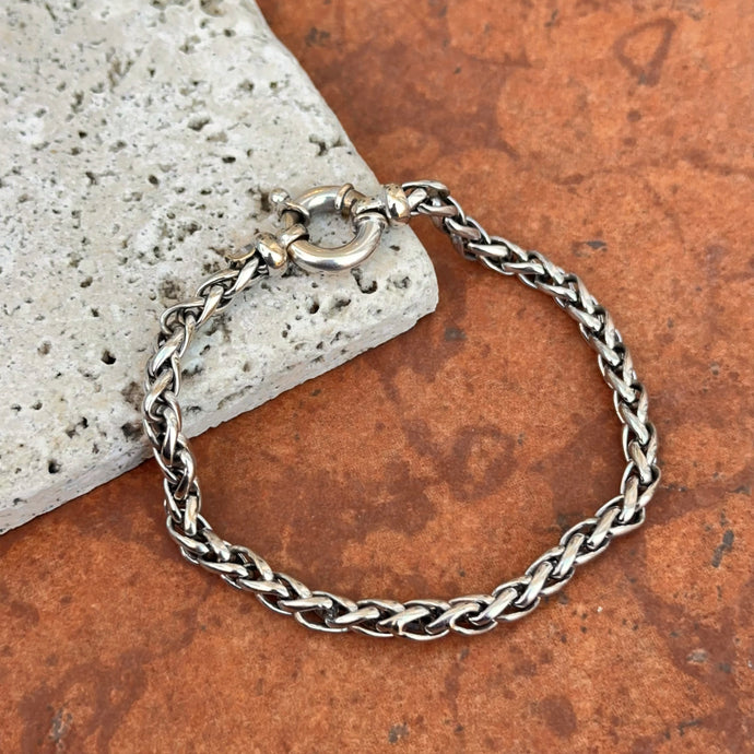 18KT White Gold Wheat Chain Toggle Clasp Bracelet