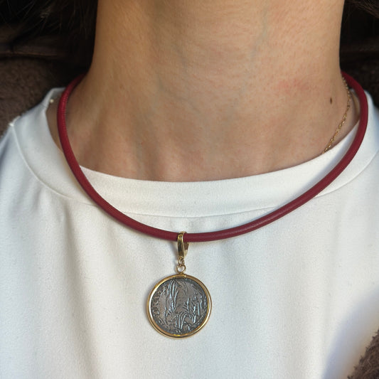 14KT Gold and Sterling Silver Faux Coin Bezel Pendant Clip Omega - LSJ