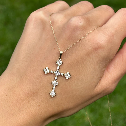 14KT Yellow Gold Bezel .50 CT Diamond Cross Necklace