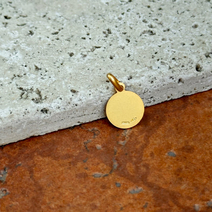 14KT Yellow Gold St Joseph Round Matte Medal Pendant Charm 10mm