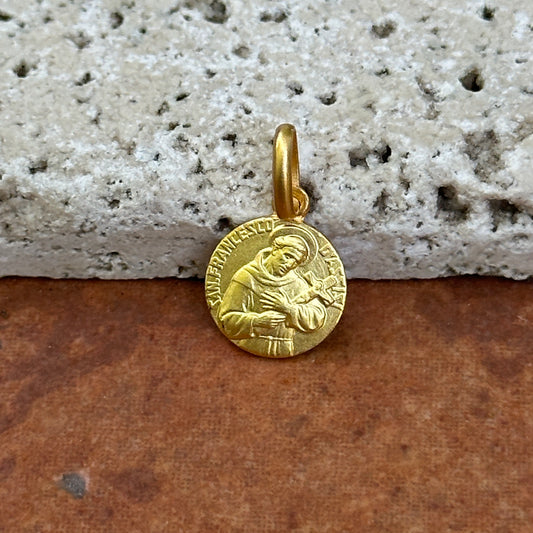 14KT Yellow Gold Matte St Peter Round Medal Pendant Charm 10mm