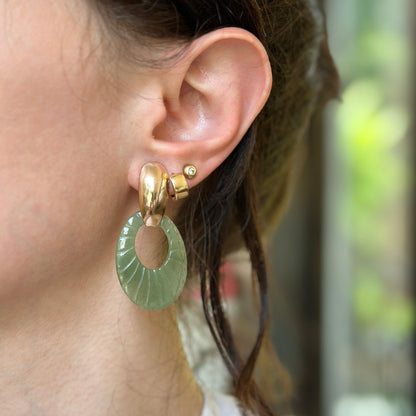 Estate Jade Nephrite Oval Earring Charms - LSJ
