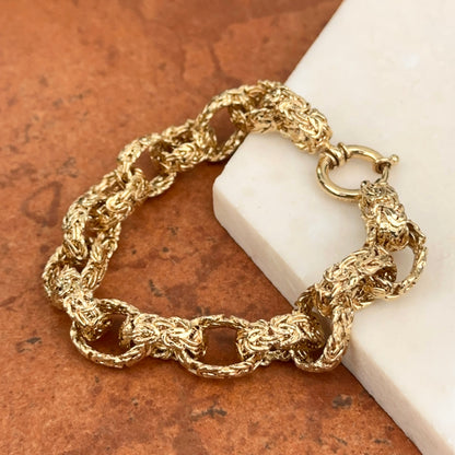 Estate 14KT Yellow Gold Textured Rolo Links Toggle Bracelet