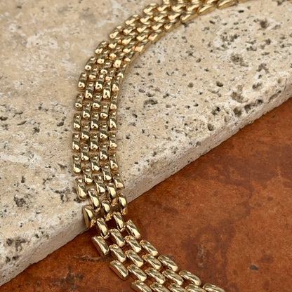 Estate 14KT Yellow Gold 5 Row Panther Link Toggle Necklace