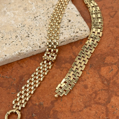 Estate 14KT Yellow Gold 5 Row Panther Link Toggle Necklace