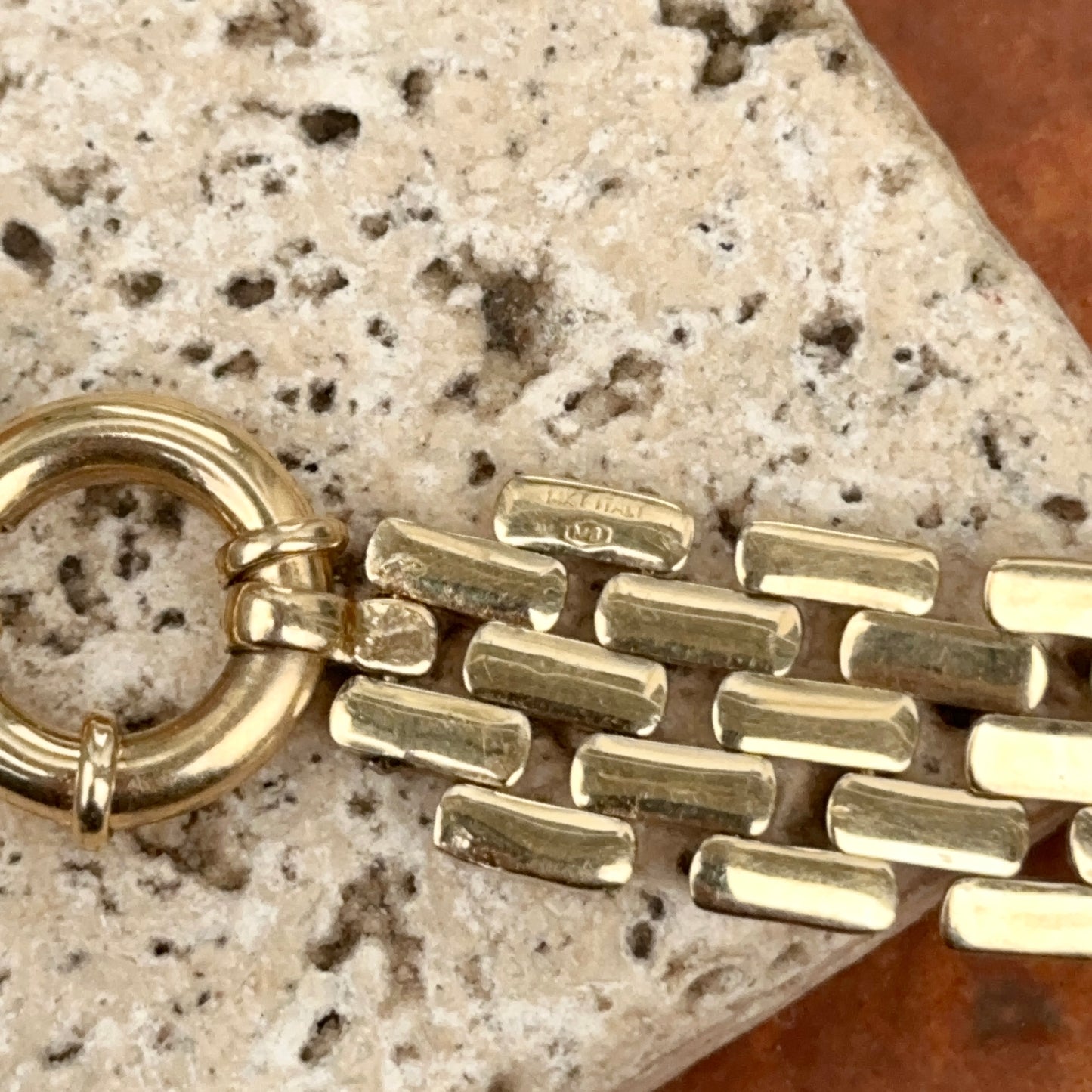 Estate 14KT Yellow Gold 5 Row Panther Link Toggle Necklace